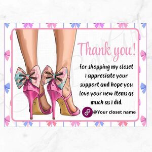 100 Pack High Heels Thank You Insert Cards - Small Business Card 4" x 3"